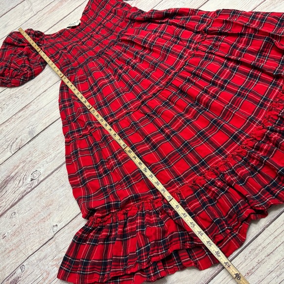 JessaKae Clara Red Plaid 3-tiered Smocked Midi Dress Size 1X - Picture 5 of 13